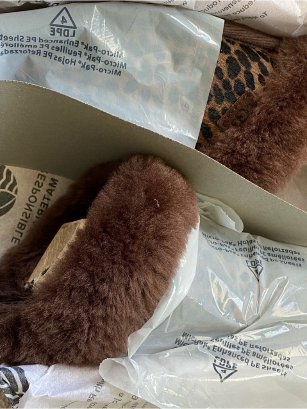UGG Leopard-Print Calf-hair Sheepskin Slip-On Slippers - Picture 4 of 8
